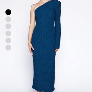 NWT Bardot Crinkle One Shoulder Dress in Teal size 6/M